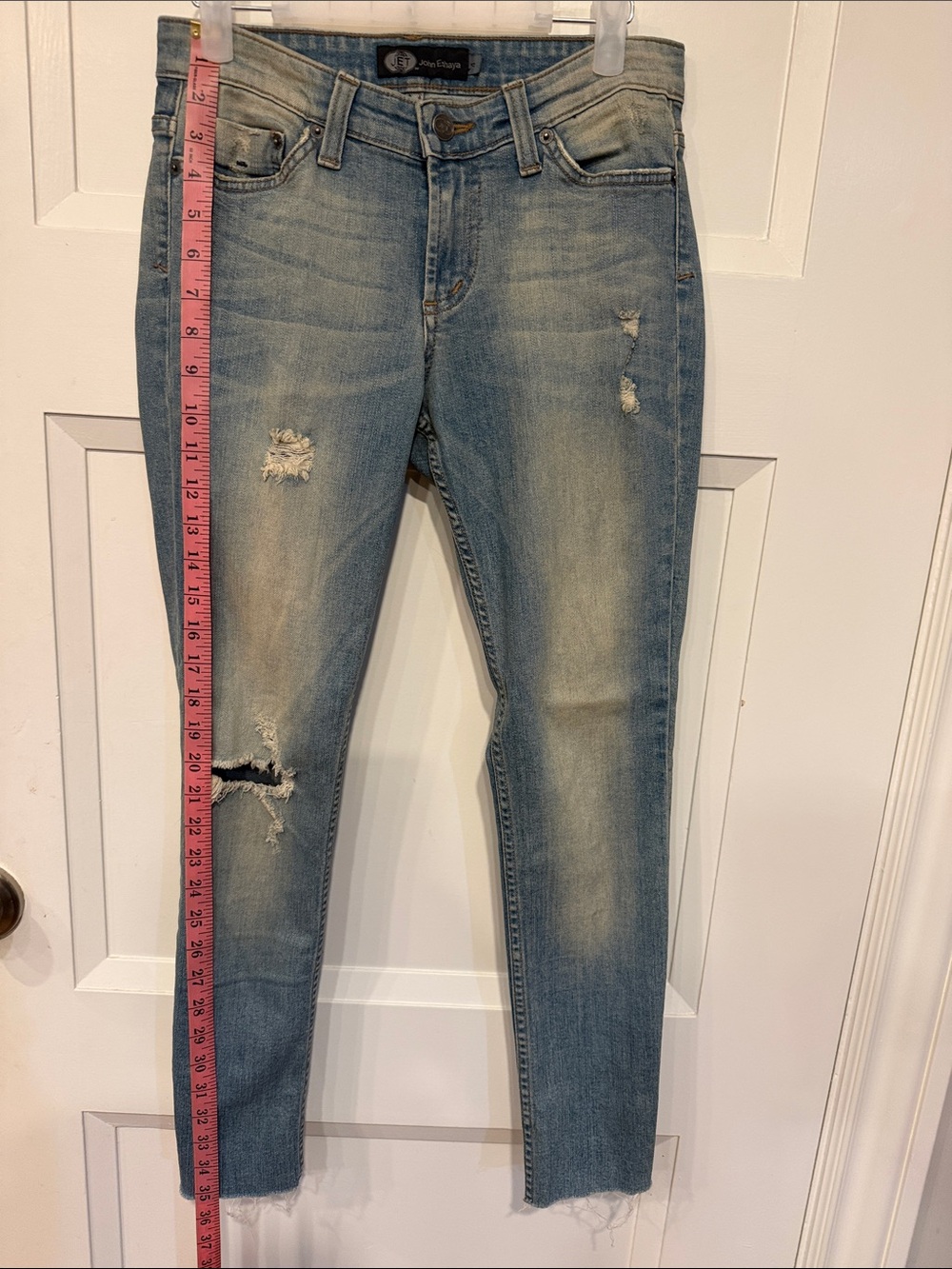 Light Blue Distressed Skinny Jeans for Women